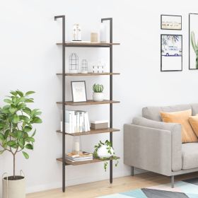 5-Tier Leaning Shelf Dark Brown and Black 25.2"x13.8"x72.8"