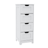 White freestanding storage cabinet with 4 drawers; suitable for bathroom; living room; kitchen