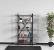 Katerina 5 Tier Bookcase, Metal Frame Wood Base Bookshelf, Oak