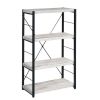 Industrial Bookshelf with 4 Shelves and Open Metal Frame, White and Black