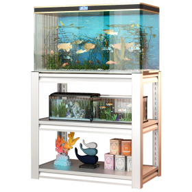 40-50 Gallon Fish Tank Stand - Metal Aquarium Stand, 31.5 "L x 18 "W x 34"H Adjustable Heavy Duty Reptile Tank Stand, Adjustable 3-Tier Fish Tank Rack