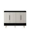 Shoe Cabinet with 4 Doors Large Modern Shoe Storage Organizer Cabinet with Adjustable Shelves for Entryway Black Shoe Rack Cabinet for Living room, be