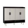 Shoe Cabinet with 4 Doors Large Modern Shoe Storage Organizer Cabinet with Adjustable Shelves for Entryway Slim Black Shoe Rack Cabinet for Closet
