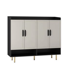 Shoe Cabinet with 4 Doors Large Modern Shoe Storage Organizer Cabinet with Adjustable Shelves for Entryway Slim Black Shoe Rack Cabinet for Closet