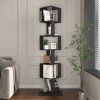 6 tier Rotating Bookshelf, Floor Rack Simple Bookcase with Acrylic plate Student Multi-Function Creative Bookshelf for Living Room with anti-toppling