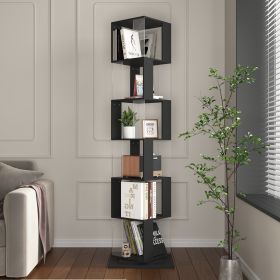 6 tier Rotating Bookshelf, Floor Rack Simple Bookcase with Acrylic plate Student Multi-Function Creative Bookshelf for Living Room with anti-toppling