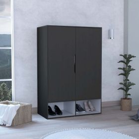 Armoire Barletta, Five Shelves, Black Wengue / White Finish