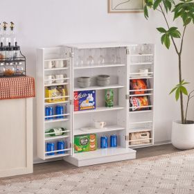 103.5*60*30cm Simple Triamine Adjustable Shelves Sideboard With Door Cabinet White