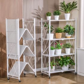 Joybos¬Æ 5 Tier White Heavy Duty Foldable Metal Organizer Shelves with Wheels