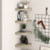 Floating Corner Shelves 4 pcs Oak 9.8"x9.8"x1.5" MDF
