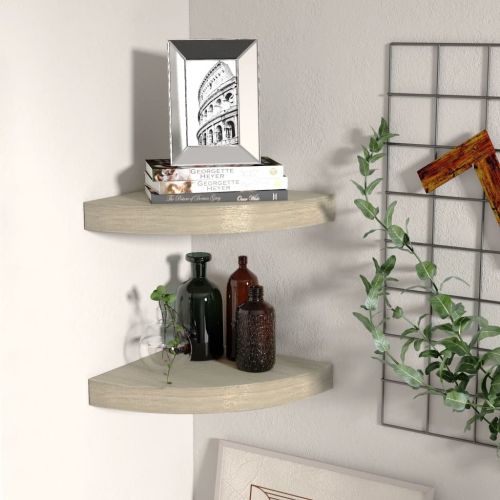 Floating Corner Shelves 2 pcs Oak 9.8"x9.8"x1.5" MDF