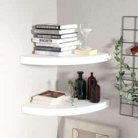 Floating Corner Shelves 2 pcs White 13.8"x13.8"x1.5" MDF
