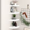 Floating Corner Shelves 4 pcs White 9.8"x9.8"x1.5" MDF