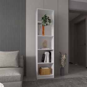 Zachary White 5-Shelf Slim Bookcase