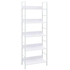 5-Layer Book Shelf White 23.6"x10.9"x62.4" Engineered Wood
