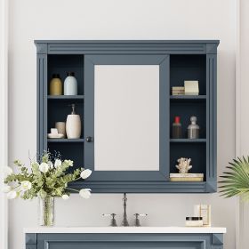 35'' x 28'' Wall Mounted Bathroom Storage Cabinet, Medicine Cabinet, Modern Bathroom Wall Cabinet with Mirror, Mirror Cabinet with 6 Open Shelves (Not