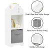 Kids Dollhouse Bookcase with Storage, 2-Tier Storage Display Organizer, Toddler Bookshelf with Collapsible Fabric Drawers for Bedroom or Playroom (Whi