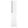 HOMCOM Tall Bathroom Storage Cabinet/Freestanding Linen Tower with 3-Tier Open Adjustable Shelf, White