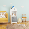 Kids Dollhouse Bookcase with Storage, 2-Tier Storage Display Organizer, Toddler Bookshelf with Collapsible Fabric Drawers for Bedroom or Playroom (Whi