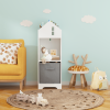 Kids Dollhouse Bookcase with Storage, 2-Tier Storage Display Organizer, Toddler Bookshelf with Collapsible Fabric Drawers for Bedroom or Playroom (Whi