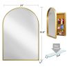 24x36 Inch Arched Recessed Medicine Cabinet, Metal Framed Bathroom Wall Cabinet with Mirror and Adjustable Shelves, Wall Mirror with Storage for Bathr