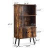 2-Tier Retro Bookcase Bookshelf with 3 Compartment