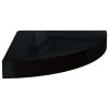Floating Corner Shelves 2 pcs High Gloss Black 9.8"x9.8"x1.5" MDF