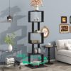 5 tier Rotating Bookshelf, Floor Rack Simple Bookcase with Acrylic plate Student Multi-Function Creative Bookshelf for Living Room with anti-toppling