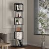 6 tier Rotating Bookshelf, Floor Rack Simple Bookcase with Acrylic plate Student Multi-Function Creative Bookshelf for Living Room with anti-toppling