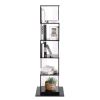 5 tier Rotating Bookshelf, Floor Rack Simple Bookcase with Acrylic plate Student Multi-Function Creative Bookshelf for Living Room with anti-toppling