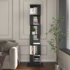 6 tier Rotating Bookshelf, Floor Rack Simple Bookcase with Acrylic plate Student Multi-Function Creative Bookshelf for Living Room with anti-toppling