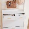 Entryway Bedroom Armoire,Shoe Cabinet,Wardrobe Armoire Closet, Drawers and Shelves, Handles, Hanging Rod, white