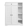 Freestanding Shoe Rack Organizer with 2 Shutter Door, Entryway Narrow Shoe Storage with Adjustable Storage Shelf &Top Drawer, Modern Slim Shoe Cabinet