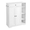 Freestanding Shoe Rack Organizer with 2 Shutter Door, Entryway Narrow Shoe Storage with Adjustable Storage Shelf &Top Drawer, Modern Slim Shoe Cabinet