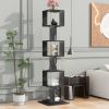 6 tier Rotating Bookshelf, Floor Rack Simple Bookcase with Acrylic plate Student Multi-Function Creative Bookshelf for Living Room with anti-toppling