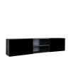FCH Modern Minimalist Floating TV Stand for 65-inch TVs; High Glossy Wall-Mounted Entertainment Center with 2 Large Drawers & Display Shelves; Black