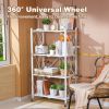 Joybos¬Æ 5 Tier White Heavy Duty Foldable Metal Organizer Shelves with Wheels