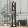 6 tier Rotating Bookshelf, Floor Rack Simple Bookcase with Acrylic plate Student Multi-Function Creative Bookshelf for Living Room with anti-toppling