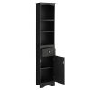 Tall Bathroom Cabinet, Freestanding Storage Cabinet with Drawer, MDF Board, Adjustable Shelf, Black
