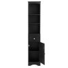 Tall Bathroom Cabinet, Freestanding Storage Cabinet with Drawer, MDF Board, Adjustable Shelf, Black