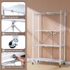 Joybos¬Æ 5 Tier White Heavy Duty Foldable Metal Organizer Shelves with Wheels