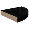 Floating Corner Shelves 2 pcs High Gloss Black 9.8"x9.8"x1.5" MDF