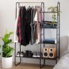 Metal Garment Hanging Rack Shoe Clothing Organizer Shelves Freestanding Clothing Hanging Rail Clothes Wardrobe Shoe Display Organizer with 1 Hanging R