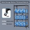 Joybos¬Æ 4 Tier Black Heavy Duty Foldable Metal Organizer Shelves with Wheels