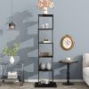 5 tier Rotating Bookshelf, Floor Rack Simple Bookcase with Acrylic plate Student Multi-Function Creative Bookshelf for Living Room with anti-toppling