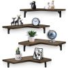 4Packs Corner Floating Shelf Wall Mount Display Storage Shelf Organizer Wood Metal Bedroom Living Room D√©cor