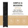 Tall Bathroom Cabinet, Freestanding Storage Cabinet with Drawer, MDF Board, Adjustable Shelf, Black