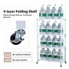 Joybos¬Æ 5 Tier White Heavy Duty Foldable Metal Organizer Shelves with Wheels
