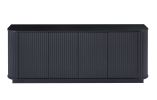 Sideboard Storage Cabinet TV Stand with wave pattern Buffet Cabinet Wooden Vertical Striped Cabinet for Kitchen/Bedroom/Entryway. Black, 64''W x 15''D