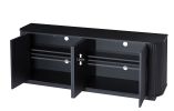 Sideboard Storage Cabinet TV Stand with wave pattern Buffet Cabinet Wooden Vertical Striped Cabinet for Kitchen/Bedroom/Entryway. Black, 64''W x 15''D